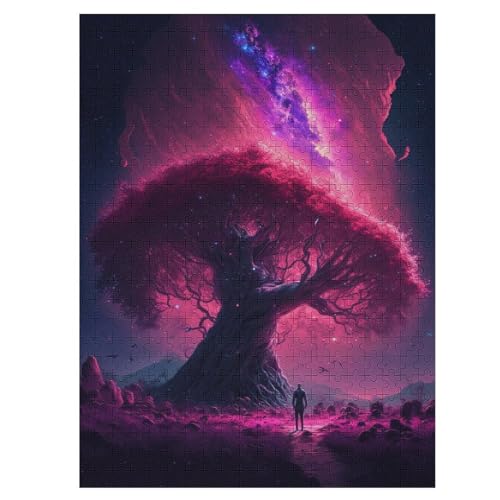 Holzpuzzles 500 Teile Aurora-Baum -Puzzle Für Jungen Und Mädchen, Schwierigkeitsgrad, Lernspiele, Familienspielzeug （55×41cm） von GGJJTT