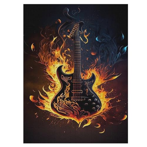 Holzpuzzles 500 Teile Gitarren -Puzzle Für Jungen Und Mädchen, Schwierigkeitsgrad, Lernspiele, Familienspielzeug （55×41cm） von GGJJTT