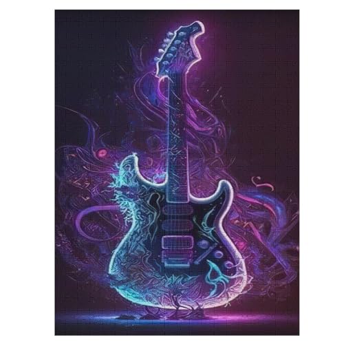 Holzpuzzles 500 Teile Gitarren -Puzzle Für Jungen Und Mädchen, Schwierigkeitsgrad, Lernspiele, Familienspielzeug （55×41cm） von GGJJTT