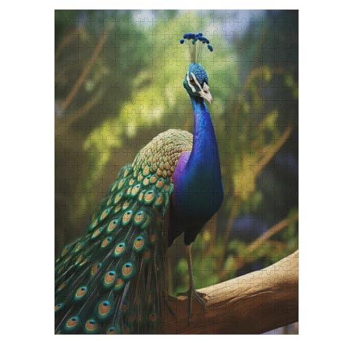 Holzpuzzles 500 Teile Pfau -Puzzle Für Jungen Und Mädchen, Schwierigkeitsgrad, Lernspiele, Familienspielzeug （55×41cm） von GGJJTT