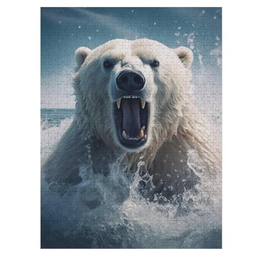 Holzpuzzles 500 Teile Polar Bär -Puzzle Für Jungen Und Mädchen, Schwierigkeitsgrad, Lernspiele, Familienspielzeug （55×41cm） von GGJJTT