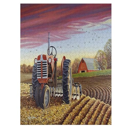 Holzpuzzles 500 Teile Traktor -Puzzle Für Jungen Und Mädchen, Schwierigkeitsgrad, Lernspiele, Familienspielzeug （55×41cm） von GGJJTT