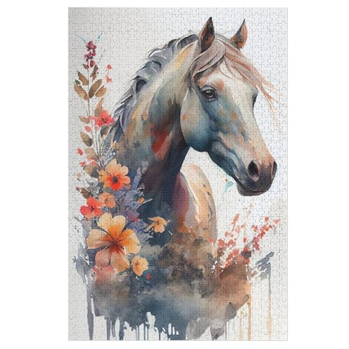 Horse Puzzle 1000 Teile, Holzpuzzle Für Erwachsene, Impossible Puzzle, GesKükenlichkeitsspiel Für Die Ganze Familie, Puzzle Farbenfrohes Legespiel Kinder Puzzles （78×53cm） von GGJJTT