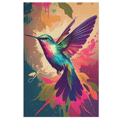 HummingVogel Holzpuzzle 1000 Teile, Knobelspiele Für Erwachsene, Teenager, Puzzles Unmögliche - Kinder Puzzle Zimmer Deko （78×53cm） von GGJJTT