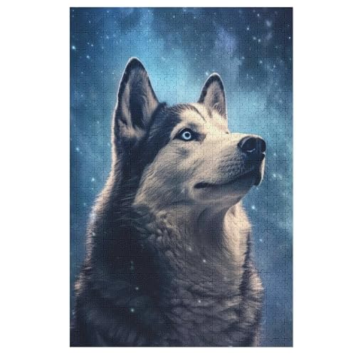 Husky Hund Holzpuzzle Erwachsene - 1000 Teiliges Jigsaw Knobelspiel - Puzzle Für Erwachsene & Kinder - Outdoor & Reisespielzeug - Geduldspiel （78×53cm） von GGJJTT