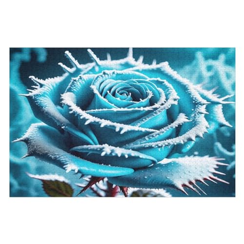 Ice Rose Puzzle 1000 Teile, Holzpuzzle Für Erwachsene, Impossible Puzzle, Geschicklichkeitsspiel Für Die Ganze Familie, Puzzle Farbenfrohes Legespiel Kinder Puzzles （75×50cm） von GGJJTT