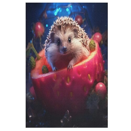 Igel 1000 Teile Holzpuzzle,einzigartiges Puzzle, Geschenk Für Erwachsene,Familienspiel,Herausforderungsaktivität,（78×53cm） von GGJJTT