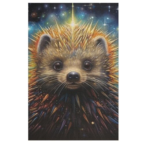 Igel Holzpuzzle 1000 Stück Puzzles Für Erwachsene Teenager Stress Abbauen Familien-Puzzlespiel Poster 1000-teiliges Puzzle Kinder Lernspiel Spielzeug Geschenk （78×53cm） von GGJJTT