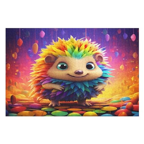 Igel Holzpuzzle Erwachsene - 1000 Teiliges Jigsaw Knobelspiel - Puzzle Für Erwachsene & Kinder - Outdoor & Reisespielzeug 78×53cm von GGJJTT