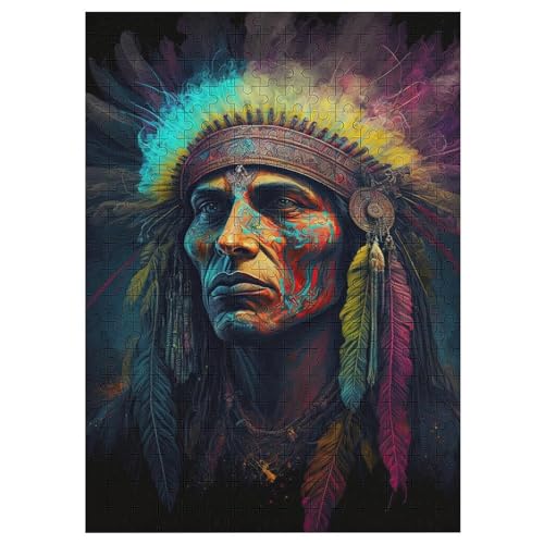 Indianer Holzpuzzle 300 Teile, Knobelspiele Für Erwachsene, Teenager, Puzzles Unmögliche - Kinder Puzzle Zimmer Deko （42×30cm） von GGJJTT