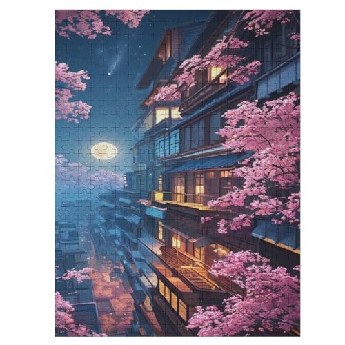 Japan-Stil Holzpuzzle 500 Teile, Knobelspiele Für Erwachsene, Teenager, Puzzles Unmögliche - Kinder Puzzle Zimmer Deko （55×41cm） von GGJJTT