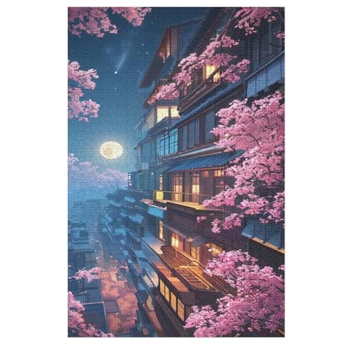 Japan Style 1000 Teile Puzzle Für Erwachsene, Herausforderung Puzzles - Familienpuzzle Verringerter Druck Schwieriges Puzzle Rahmen Holzpuzzle Für Erwachsene Kinder 12+ （78×53cm） von GGJJTT