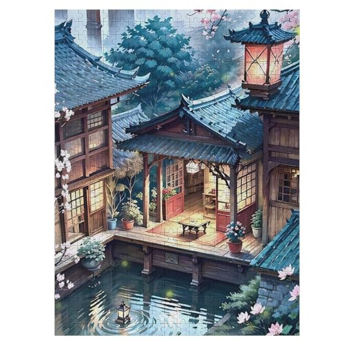 Japan Style Holzpuzzle 500 Teile, Knobelspiele Für Erwachsene, Teenager, Puzzles Unmögliche - Kinder Puzzle Zimmer Deko （55×41cm） von GGJJTT