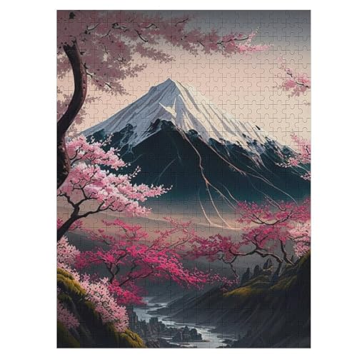 Japanische Kirschblüten Holzpuzzle 500 Teile,Puzzles Für Erwachsene, Impossible Puzzle, Geschicklichkeitsspiel Für Die Ganze Familie,Home Dekoration Puzzle, Puzzle Kinder Legespiel （55×41cm） von GGJJTT