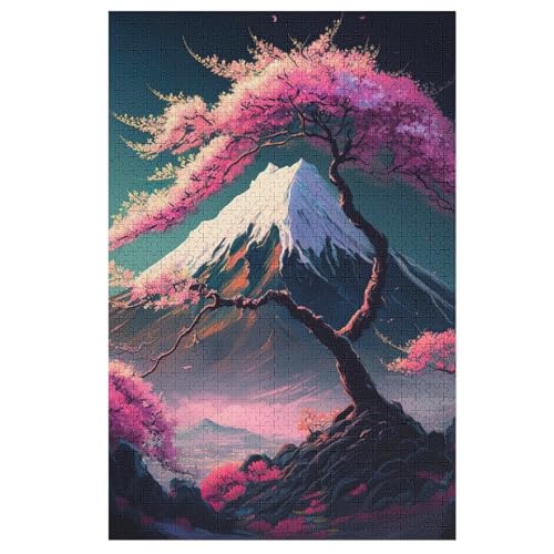 Japanische Kirschblüten -Puzzle, 1000 Teile,Holzpuzzle Für Erwachsene Kinder, Lustiges Spielzeug, Denkspiel, Spielzeug, Bildungsspiel, Herausforderung, Pädagogisch, （78×53cm） von GGJJTT