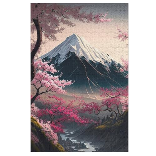 Japanische Kirschblüten Puzzle 1000 Teile,Puzzles Für Erwachsene, Impossible Puzzle, Geschicklichkeitsspiel Für Die Ganze Familie, Puzzle Kinder,Holzpuzzle-Geschenk,Raumdekoration, （78×53cm） von GGJJTT