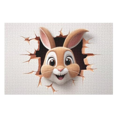 Kaninchen Puzzle, Puzzles Für Erwachsene Kinder, 1000 Teile Holzpuzzle, Für Jugendliche & Erwachsene Herausforderungsspielzeug 78×53cm von GGJJTT