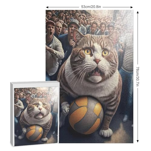 Katze 1000 Teile Holzpuzzle,einzigartiges Puzzle, Geschenk Für Erwachsene,Familienspiel,Herausforderungsaktivität,78×53cm von GGJJTT