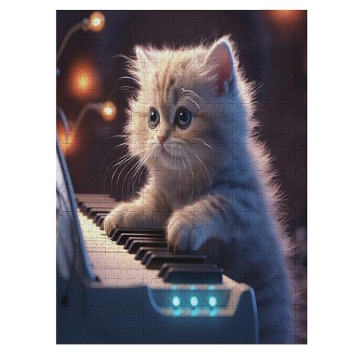 Katze 500 Teile Puzzle Für Erwachsene, Herausforderung Puzzles - Familienpuzzle Verringerter Druck Schwieriges Puzzle Rahmen Holzpuzzle Für Erwachsene Kinder 12+ （55×41cm） von GGJJTT