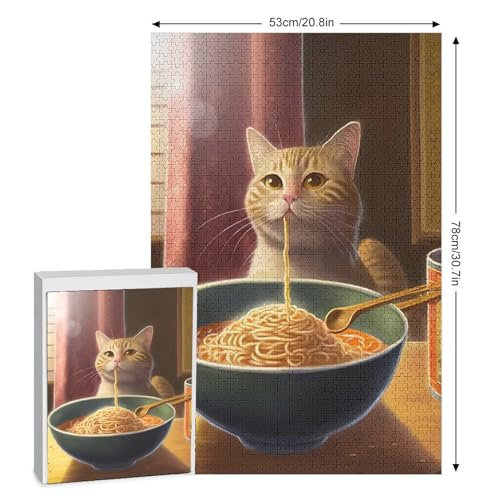 Katze Holzpuzzle 1000 Teile, Knobelspiele Für Erwachsene, Teenager, Puzzles Unmögliche - Kinder Puzzle Zimmer Deko 78×53cm von GGJJTT