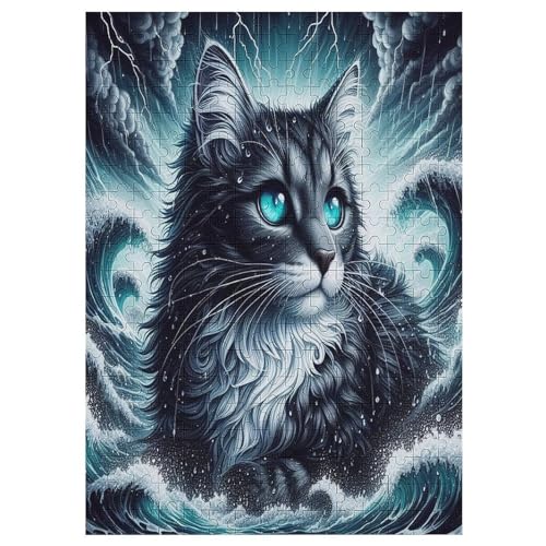 Katze Holzpuzzle 300 Teile, Knobelspiele Für Erwachsene, Teenager, Puzzles Unmögliche - Kinder Puzzle Zimmer Deko （42×30cm） von GGJJTT