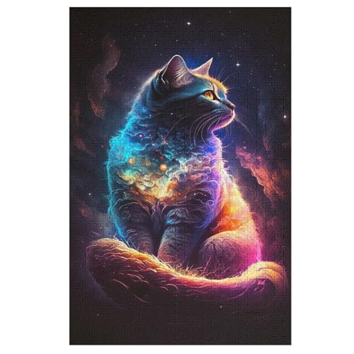 Katze Holzpuzzle Erwachsene - 1000 Teiliges Jigsaw Knobelspiel - Puzzle Für Erwachsene & Kinder - Outdoor & Reisespielzeug （78×53cm） von GGJJTT