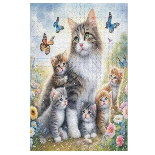 Katze Holzpuzzle Erwachsene - 1000 Teiliges Jigsaw Knobelspiel - Puzzle Für Erwachsene & Kinder - Outdoor & Reisespielzeug 78×53cm von GGJJTT