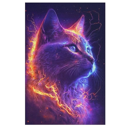 Katze Holzpuzzle Erwachsene - 1000 Teiliges Jigsaw Knobelspiel - Puzzle Für Erwachsene & Kinder - Outdoor & Reisespielzeug - Geduldspiel （78×53cm） von GGJJTT