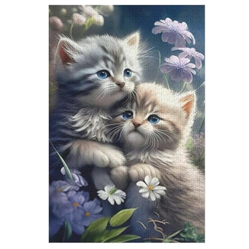 Katze -Puzzle, 1000 Teile,Holzpuzzle Für Erwachsene Kinder, Lustiges Spielzeug, Denkspiel, Bildungsspiel, （78×53cm） von GGJJTT