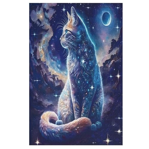 Katze -Puzzle, 1000 Teile,Holzpuzzle Für Erwachsene Kinder, Lustiges Spielzeug, Denkspiel, Spielzeug, Bildungsspiel, Herausforderung, Pädagogisch, （78×53cm） von GGJJTT