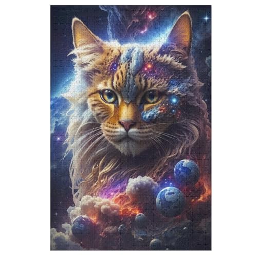 Katze -Puzzle, 1000 Teile,Holzpuzzle Für Erwachsene Kinder, Lustiges Spielzeug, Denkspiel, Spielzeug, Bildungsspiel, Herausforderung, Pädagogisch, （78×53cm） von GGJJTT