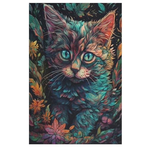 Katze -Puzzle, 1000 Teile,Holzpuzzle Für Erwachsene Kinder, Lustiges Spielzeug, Denkspiel, Spielzeug, Bildungsspiel, Herausforderung, Pädagogisch, （78×53cm） von GGJJTT