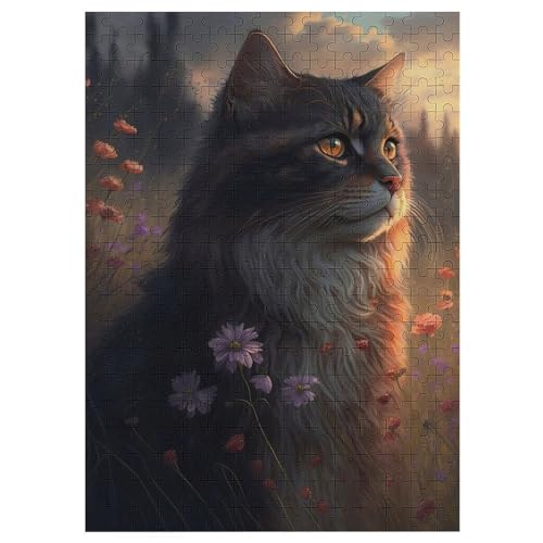 Katze -Puzzle, 300 Teile,Holzpuzzle Für Erwachsene Kinder, Lustiges Spielzeug, Denkspiel, Spielzeug, Bildungsspiel, Herausforderung, Pädagogisch, （42×30cm） von GGJJTT