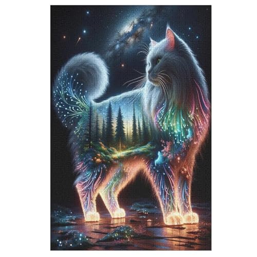 Katze Puzzle 1000 Teile, Holzpuzzle Herausforderndes Geschicklichkeitsspiel Für Die Ganze Familie, Kinder Erwachsenenpuzzle Ab 12 Jahren （78×53cm） von GGJJTT