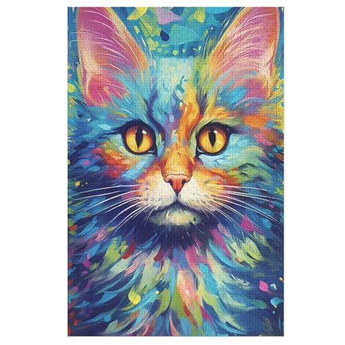 Katze-Puzzle Für Erwachsene, 1000 Teile, Holzpuzzle, Kinderpuzzle, Dekompressionsspiel, Spielzeugpuzzle 78×53cm von GGJJTT