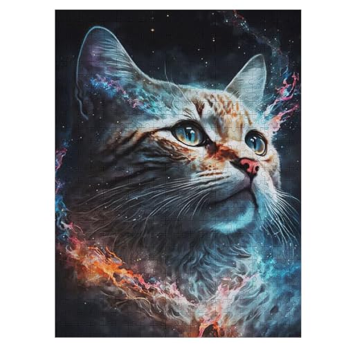 Katze Puzzle Für Erwachsene 500 Teile Premium 100% Recyceltes Brett Zum Lernen, Lernspielzeug, Familienspiele Kinder Holzpuzzle （55×41cm） von GGJJTT