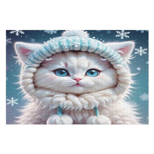 Katze Puzzles 1000 Teile Erwachsener Kniffel Spaß Für Die Ganze Familie, Holzpuzzle Kinder Erwachsene, Impossible Puzzle Schwer 78×53cm von GGJJTT