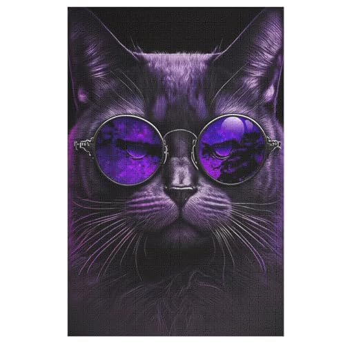 Katze Puzzles 1000 Teile Erwachsener Kniffel Spaß Für Die Ganze Familie, Holzpuzzle Kinder Erwachsene, Impossible Puzzle Schwer 78×53cm von GGJJTT