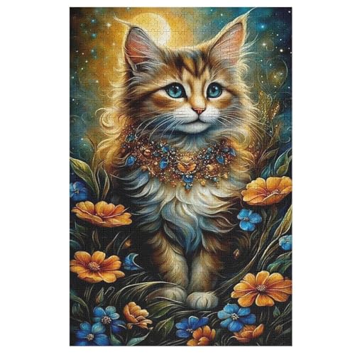 Katze Puzzles 1000 Teile Erwachsener Kniffel Spaß Für Die Ganze Familie, Holzpuzzle Kinder Erwachsene, Impossible Puzzle Schwer 78×53cm von GGJJTT