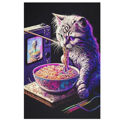 Katze Puzzles 1000 Teile Erwachsener Kniffel Spaß Für Die Ganze Familie - 1000 Puzzleteilige Motive, Holzpuzzle Kinder Erwachsene, Impossible Puzzle Schwer （78×53cm） von GGJJTT