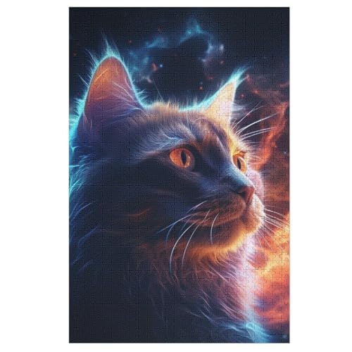 Katze Puzzles 1000 Teile Erwachsener Kniffel Spaß Für Die Ganze Familie - 1000 Puzzleteilige Motive, Holzpuzzle Kinder Erwachsene, Impossible Puzzle Schwer （78×53cm） von GGJJTT