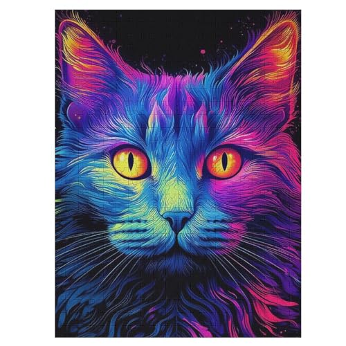 Katze Puzzles 500 Teile Erwachsener Kniffel Spaß Für Die Ganze Familie - 500 Puzzleteilige Motive, Holzpuzzle Kinder Erwachsene, Impossible Puzzle Schwer （55×41cm） von GGJJTT