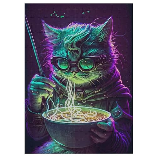 Katze-Puzzlespiel Aus Holz, 300 Puzzleteile, Kreatives Puzzle Für Teenager Und Erwachsene, Kreatives Spielzeug, Puzzles, （42×30cm） von GGJJTT