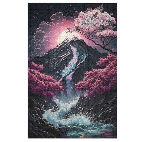 Kirschbaum Japan Kunst 1000 Teile Puzzle Für Erwachsene, Herausforderung Puzzles - Familienpuzzle Verringerter Druck Schwieriges Puzzle Rahmen Holzpuzzle Für Erwachsene Kinder 12+ （78×53cm） von GGJJTT