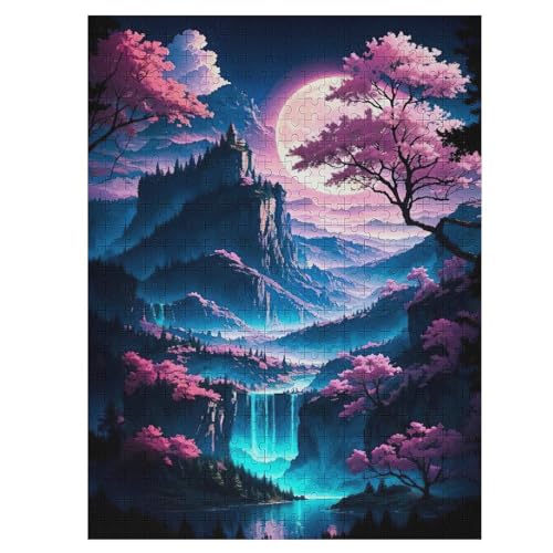 Kirschbaum Japan Kunst 500 Teile Puzzle Für Erwachsene, Herausforderung Puzzles - Familienpuzzle Verringerter Druck Schwieriges Puzzle Rahmen Holzpuzzle Für Erwachsene Kinder 12+ （55×41cm） von GGJJTT