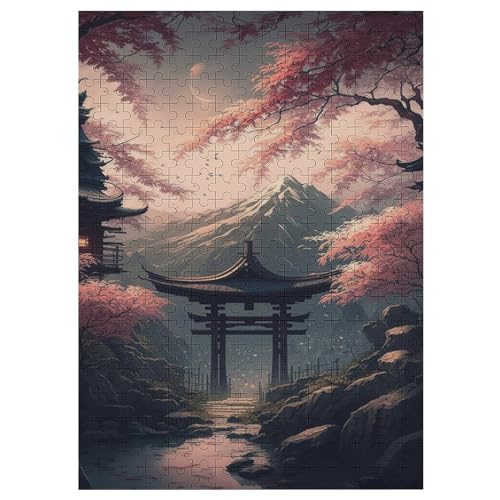 Kirschbaum Japan Kunst Holzpuzzle 300 Stück Puzzles Für Erwachsene Teenager Stress Abbauen Familien-Puzzlespiel Poster 300-teiliges Puzzle Kinder Lernspiel Spielzeug Geschenk （42×30cm） von GGJJTT