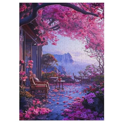 Kirschbaum Japan Kunst Holzpuzzle 300 Stück Puzzles Für Erwachsene Teenager Stress Abbauen Familien-Puzzlespiel Poster 300-teiliges Puzzle Kinder Lernspiel Spielzeug Geschenk （42×30cm） von GGJJTT