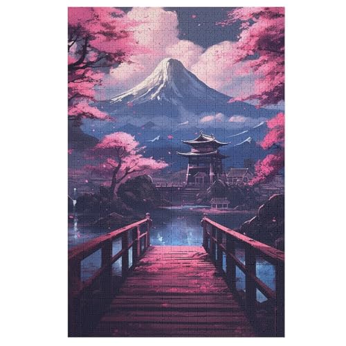 Kirschbaum Japan Kunst Holzpuzzle Erwachsene - 1000 Teiliges Jigsaw Knobelspiel - Puzzle Für Erwachsene & Kinder - Outdoor & Reisespielzeug - Geduldspiel （78×53cm） von GGJJTT