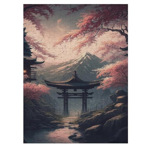 Kirschbaum Japan Kunst Holzpuzzle Erwachsene - 500 Teiliges Jigsaw Knobelspiel - Puzzle Für Erwachsene & Kinder - Outdoor & Reisespielzeug - Geduldspiel （55×41cm） von GGJJTT