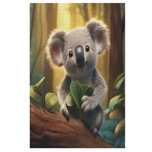 Koala Holzpuzzle 1000 Teile,Puzzles Für Erwachsene, Impossible Puzzle, Geschicklichkeitsspiel Für Die Ganze Familie,Home Dekoration Puzzle, Puzzle Kinder Legespiel （78×53cm） von GGJJTT